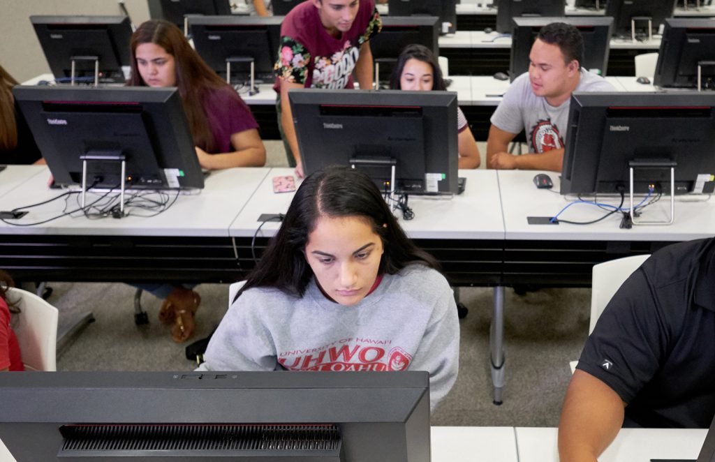 Students sitting in front of computers.