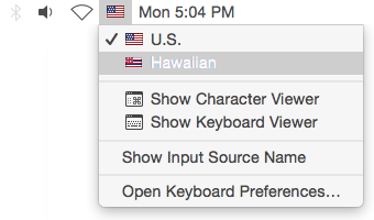 Screenshot of the language dropdown menu for Apple operating systems.