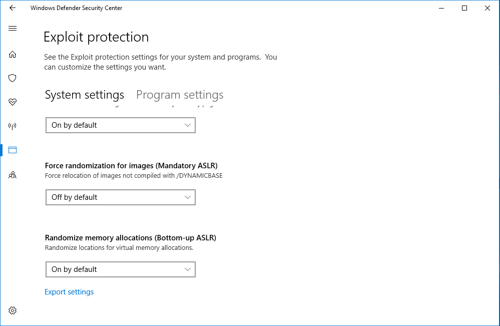 Windows Defender screen