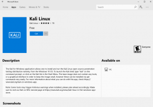 Microsoft Store Kali Linux