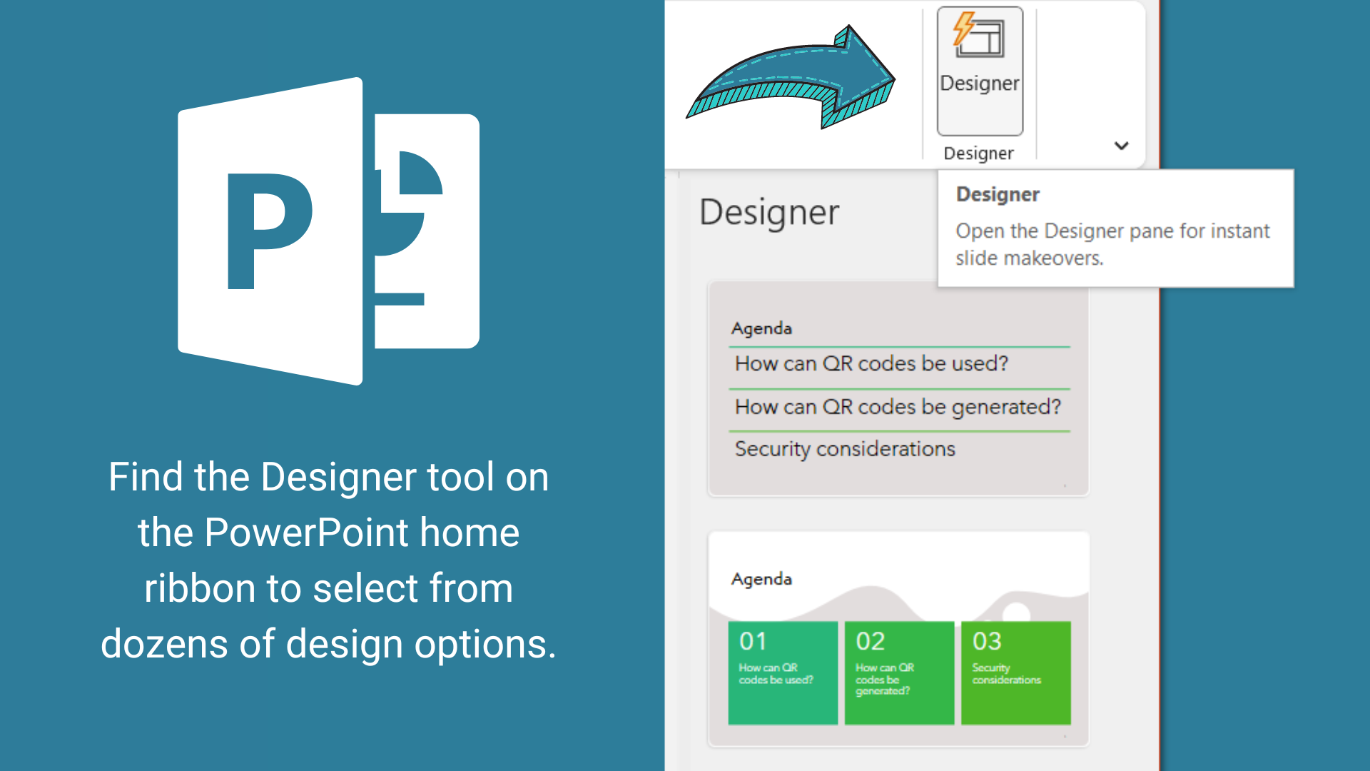 PowerPoint Designer tool on Home ribbon