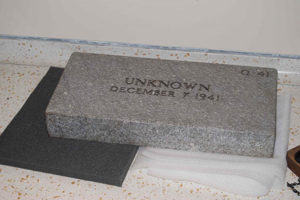 Tombstone of the unknown on display at Senator Daniel K. Inouye Defense POW/MIA Accounting Agency Center of Excellence at Hickam Air Force Base. 