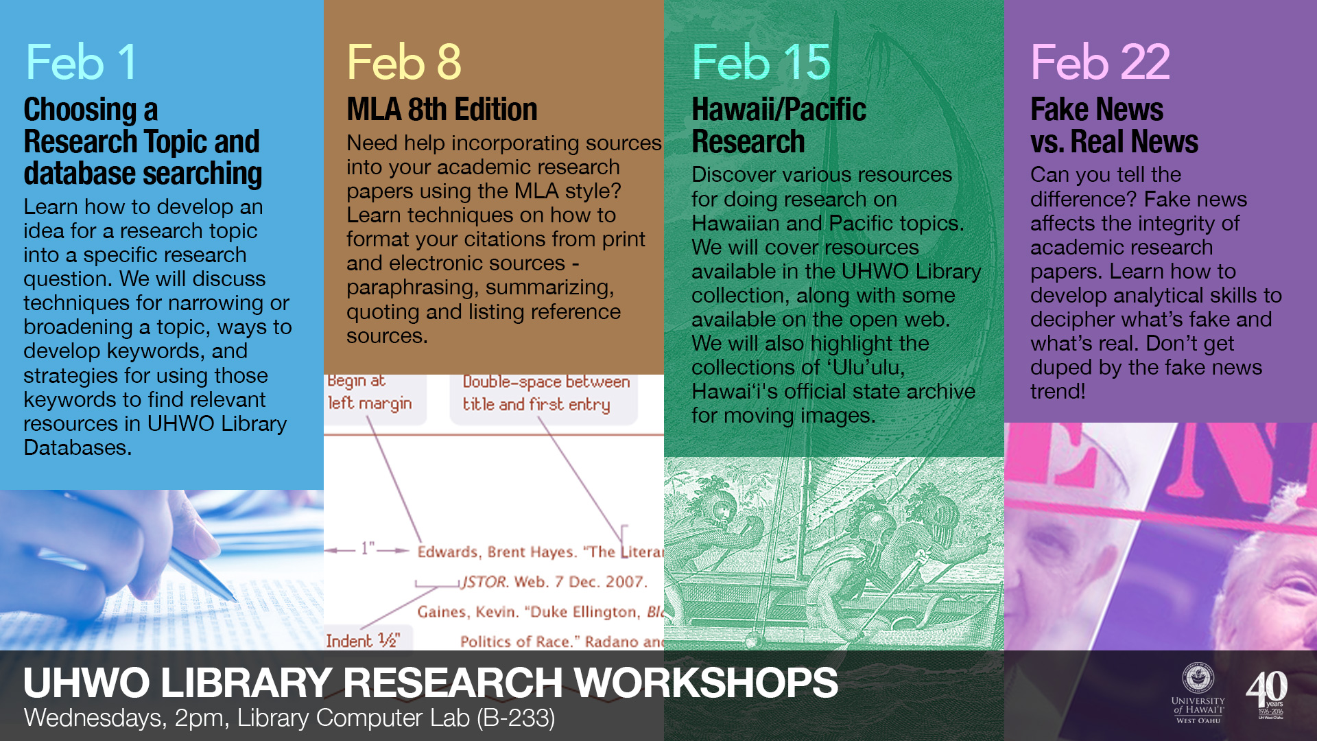 Library Workshops for February 2017