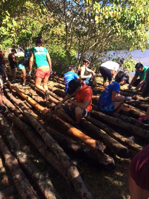 Students performing service learning work at He'eia Fishpond