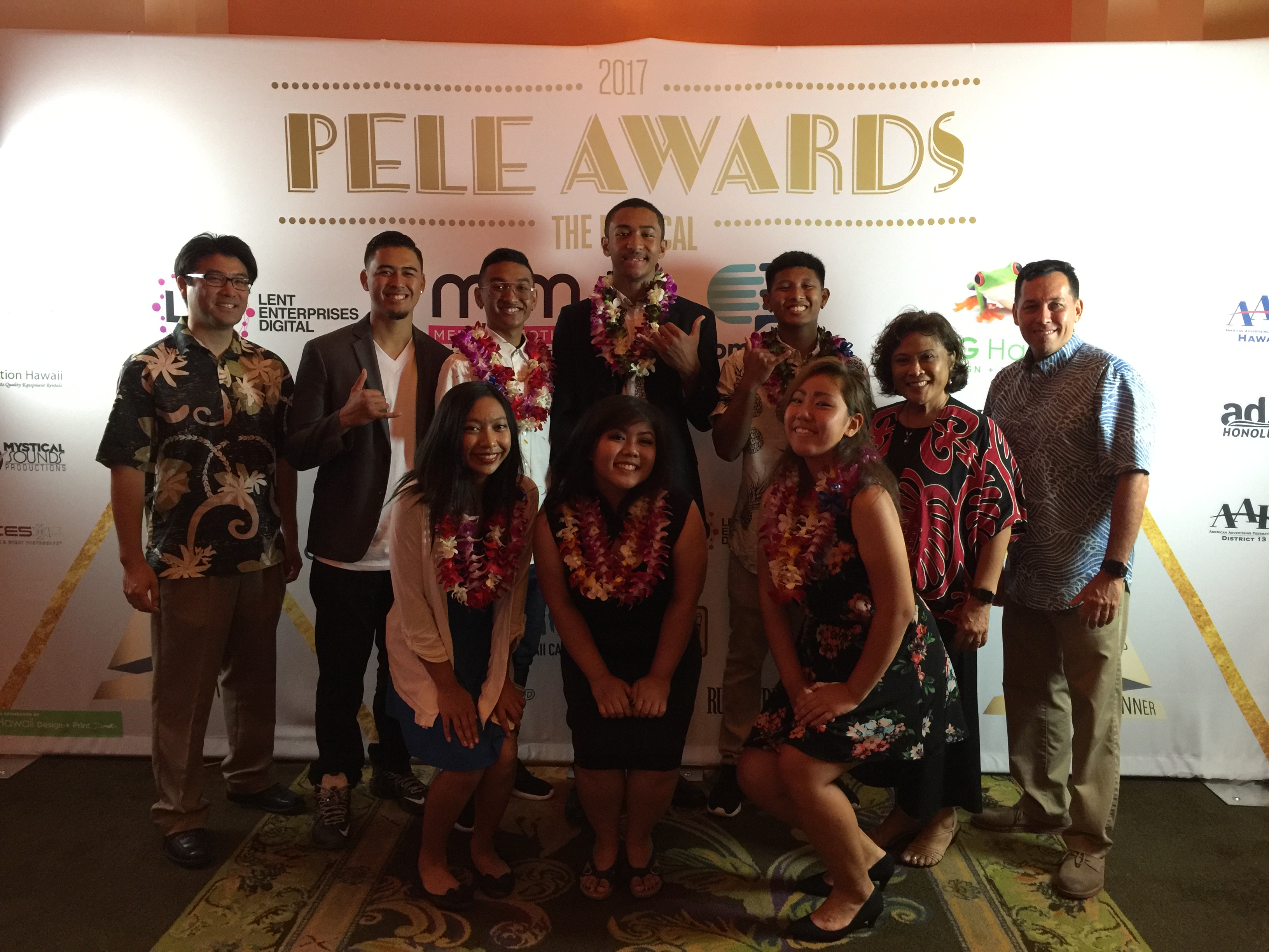 UHWO Early College students from Waiʻanae High Schoolʻs Searider Productions program at the 2017 Pele Awards.