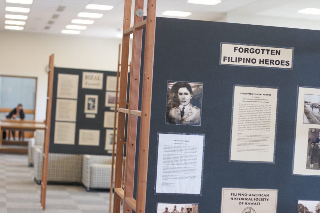 Photo of Forgotten Filipino Heros exhibit with caption: The exhibit runs through Oct. 30