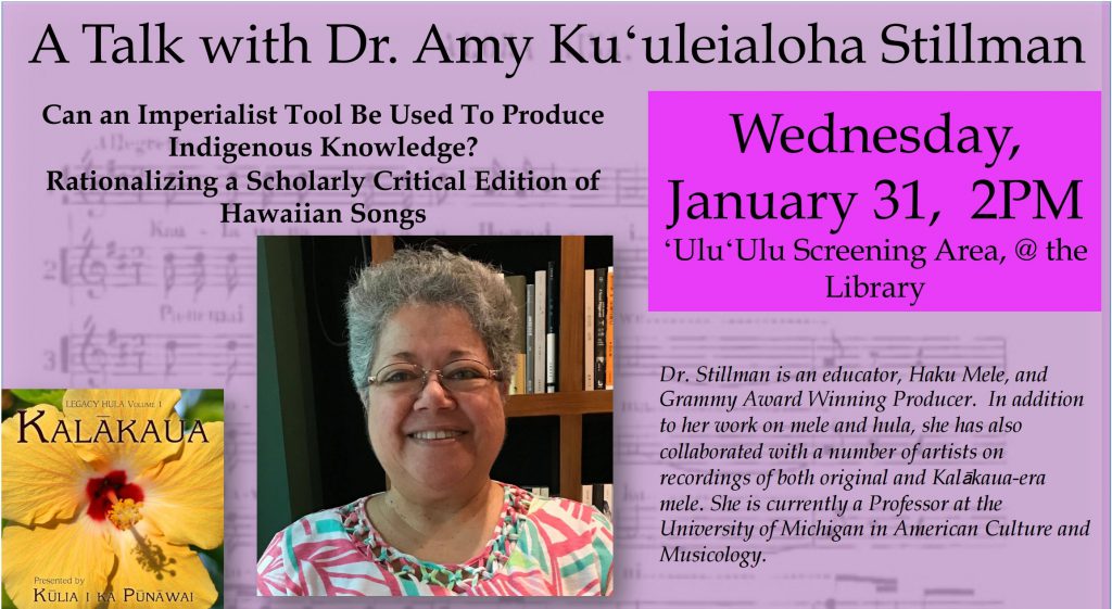 Flyer for Amy Stillman talk that presents information similar to what is in the article