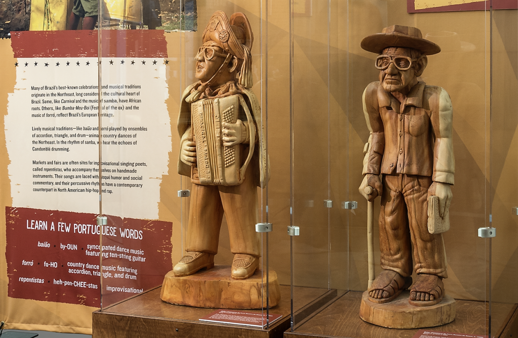 photo of wood carvings that are part of exhibit