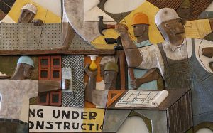 Isami Enomoto mural depicting construction workers