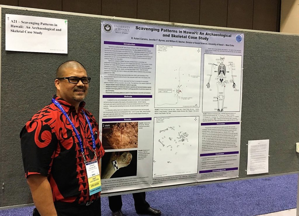 R. Kalani Carreira presented his research poster during the Seattle meeting