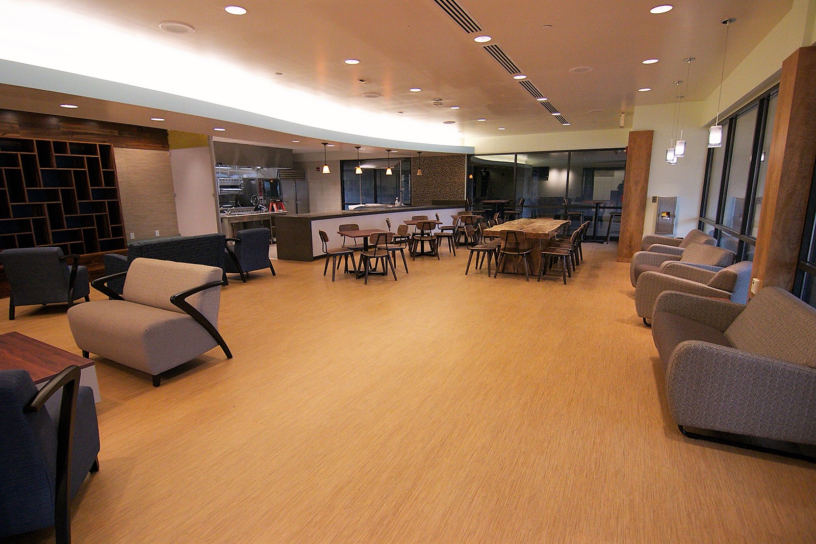 Photo caption: The Nāulu Center's lounge area is adjacent to a culinary art