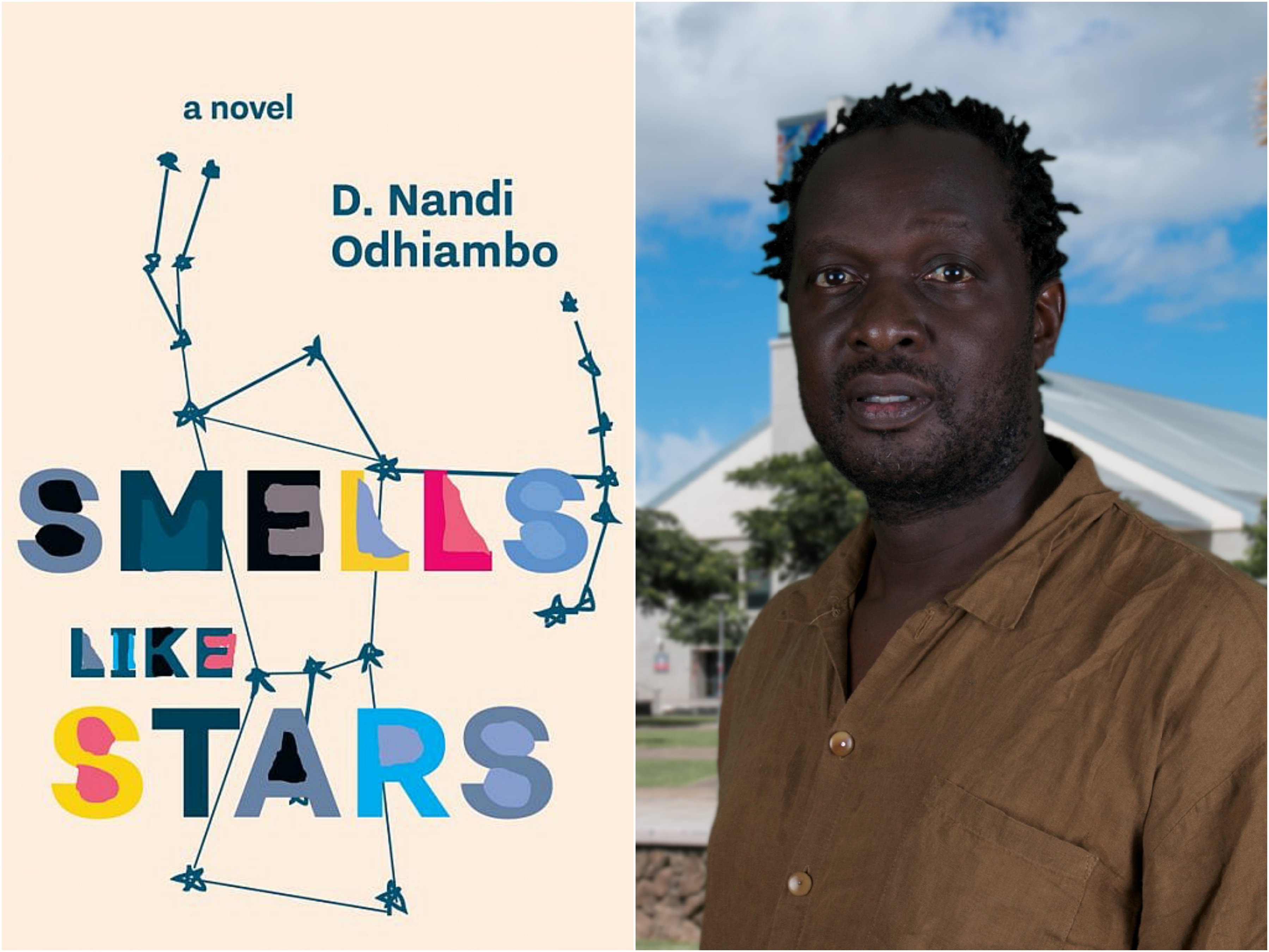 photos of the cover of Smells Like Stars and D. Nandi Odhiambo