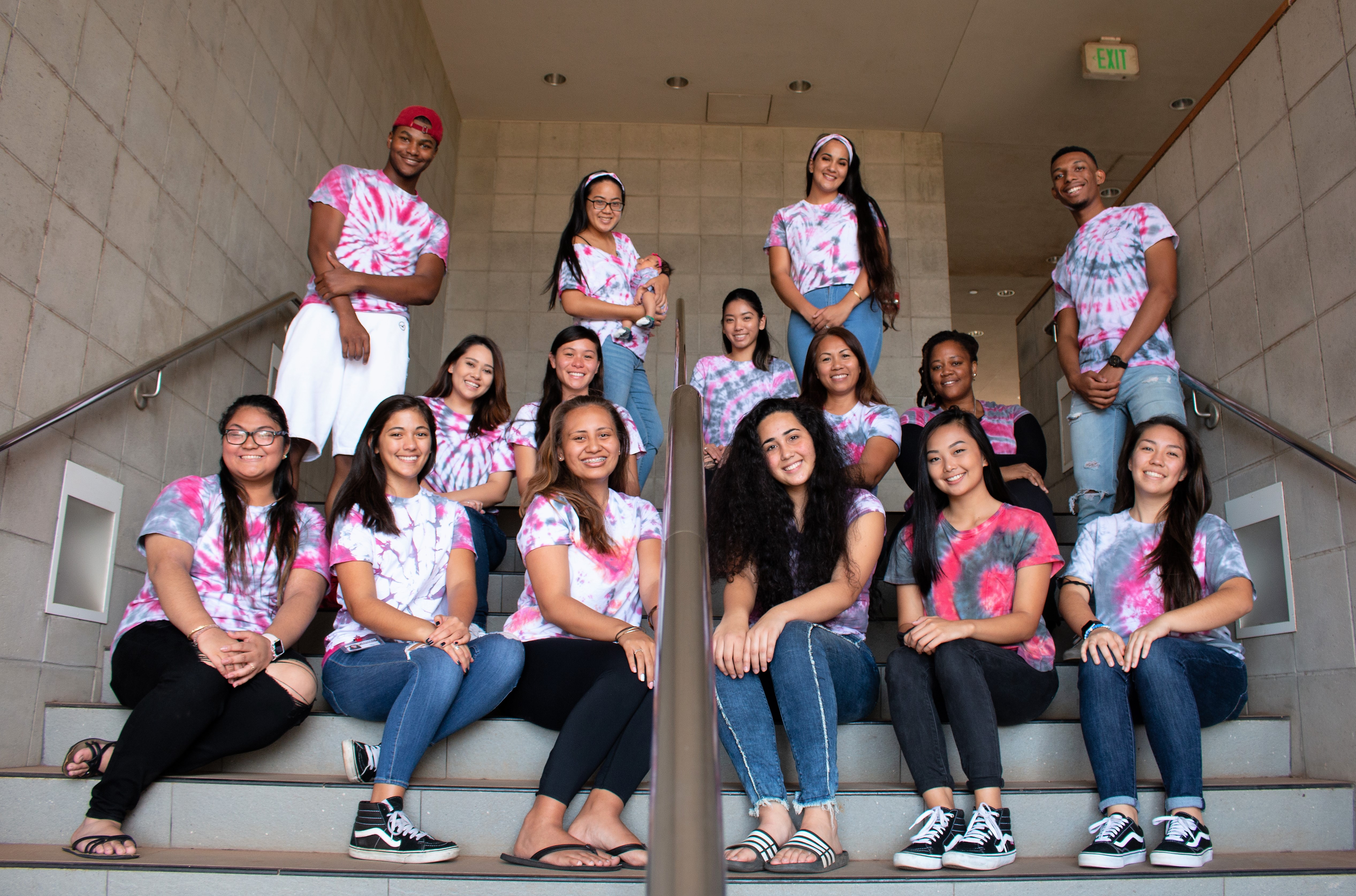 photo of 2018-2019 PUEO Leaders/Mentors sitting on stairs