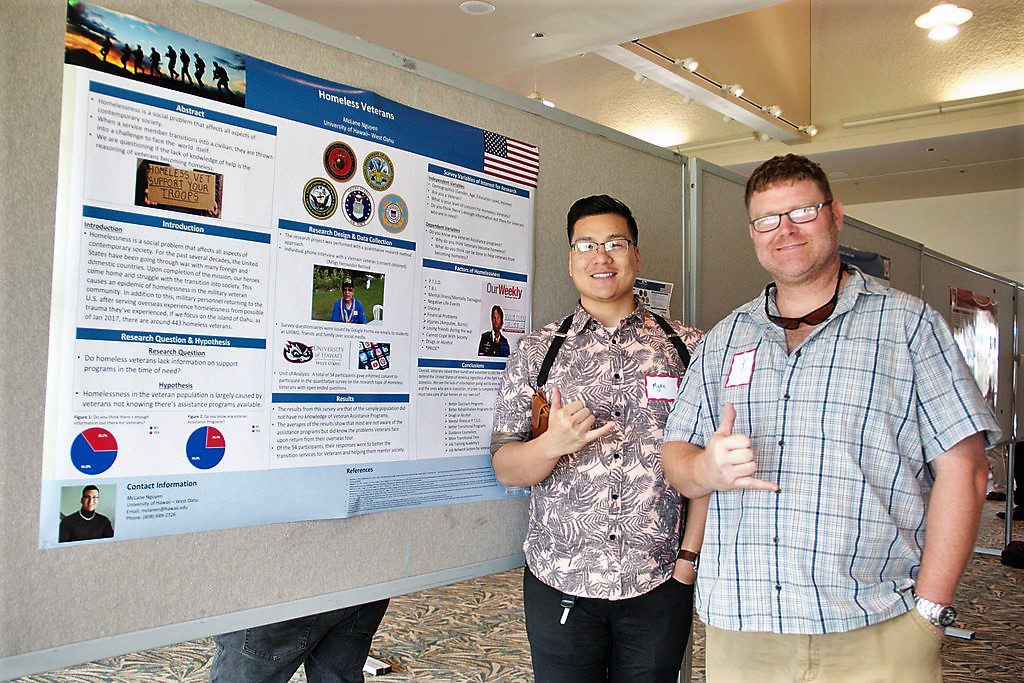 Two students and their research poster