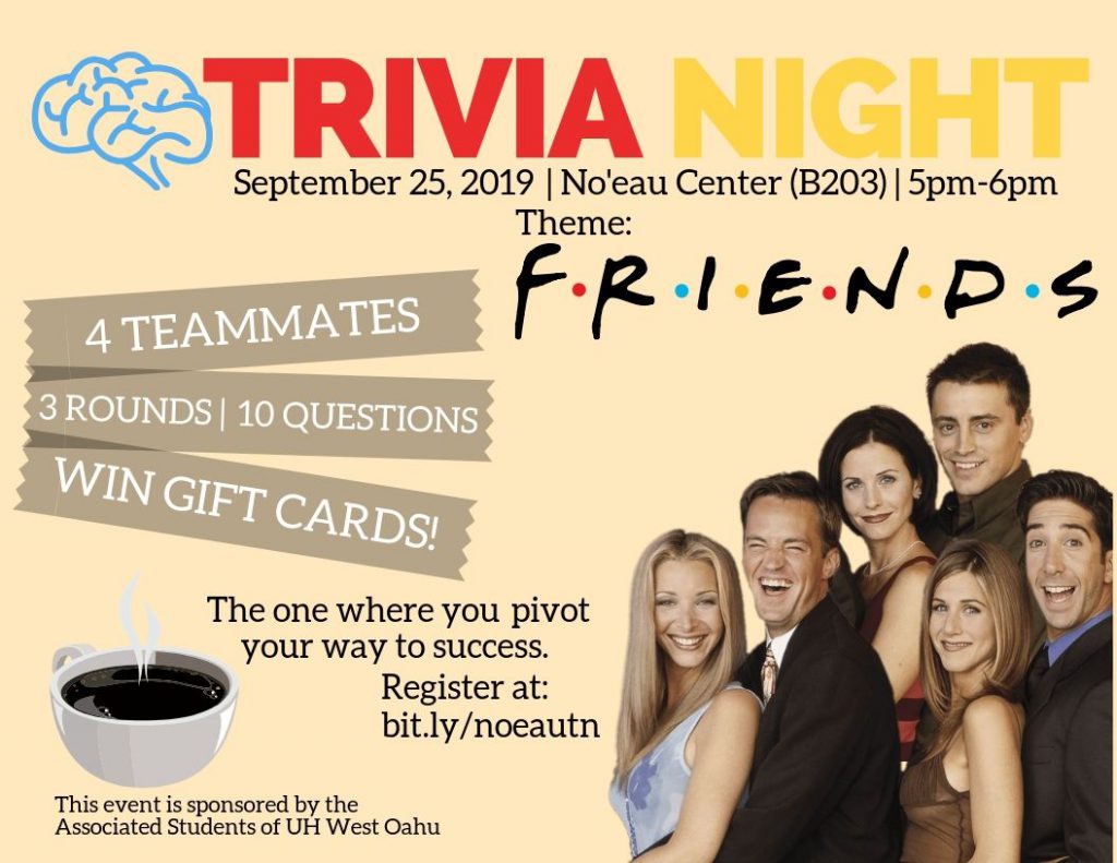 Trivia Night at the Noeau Center features students competing to answer questions. On September 25, from 5 to 6 p.m.