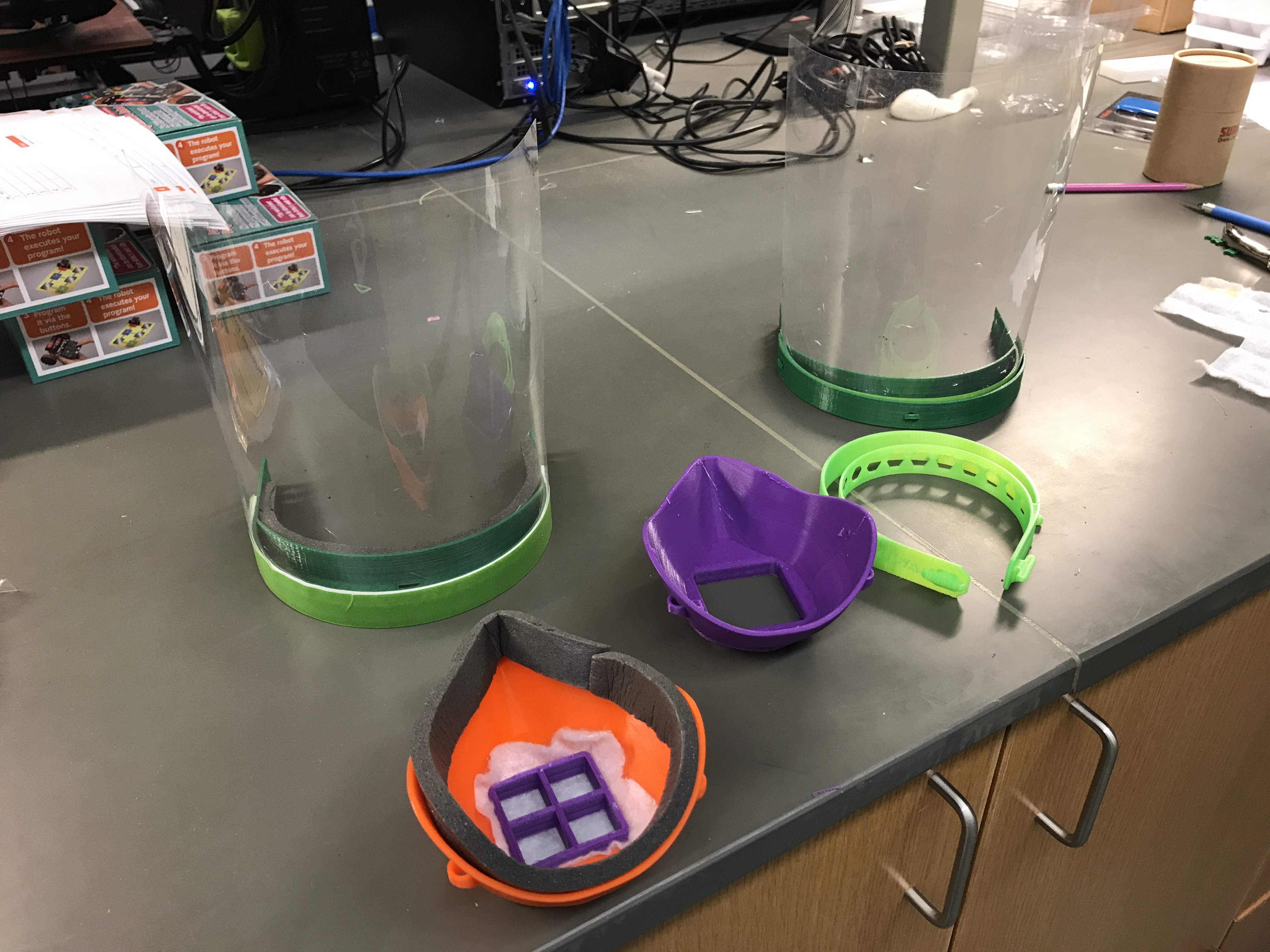 Samples of 3D printed personal protective equipment.