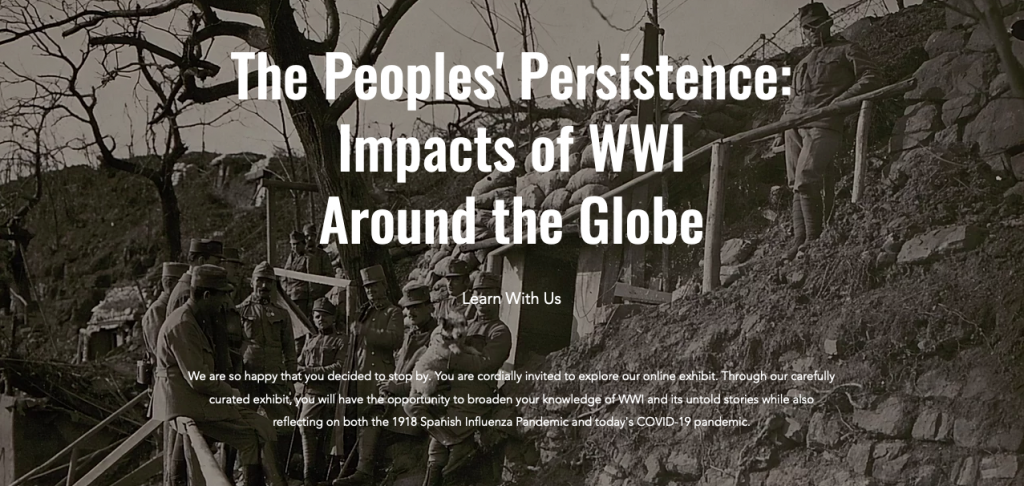 A screenshot of the homepage of "The Peoplesʻ Persistenceʻ online exhibit.
