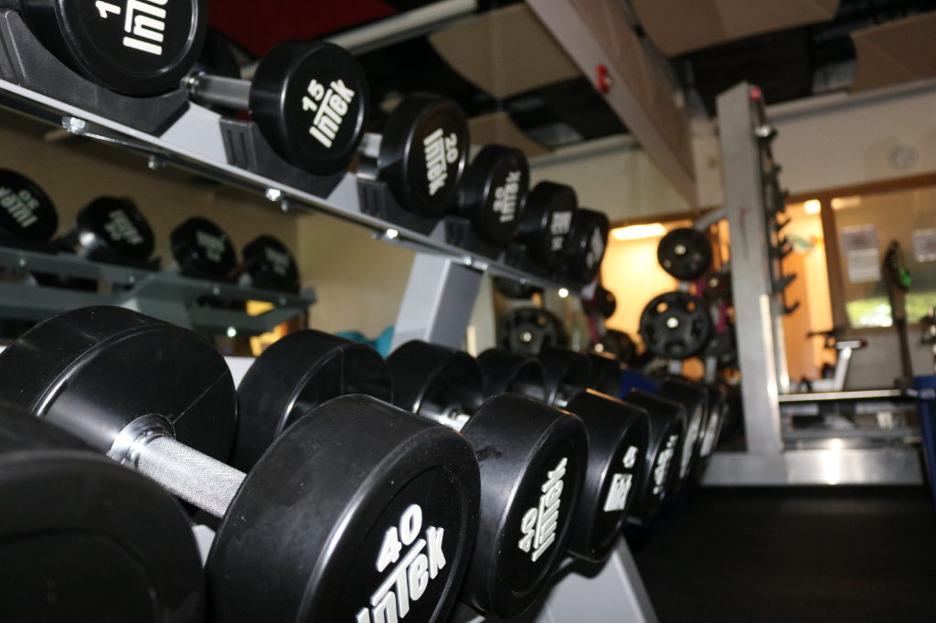 Weight rack in the fitness center