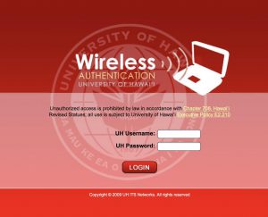 UHWO Wireless Login Screen