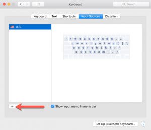 Apple Keyboard Adding Input Source (Bottom Left Corner)