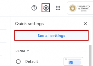 Gmail settings buttons