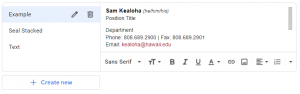 A sample email signature.