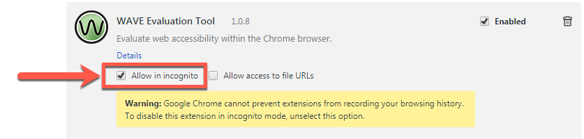 Chrome Wave Enable Incognito