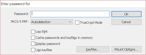 VeraCrypt Enter Password Screenshot
