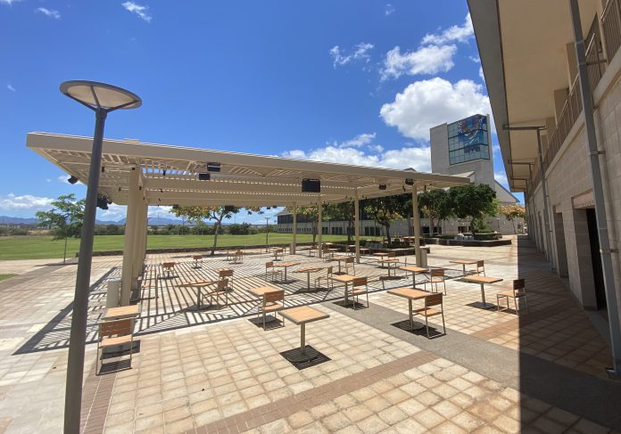 The Naulu Center Outdoor Learning Space in the campus mall.