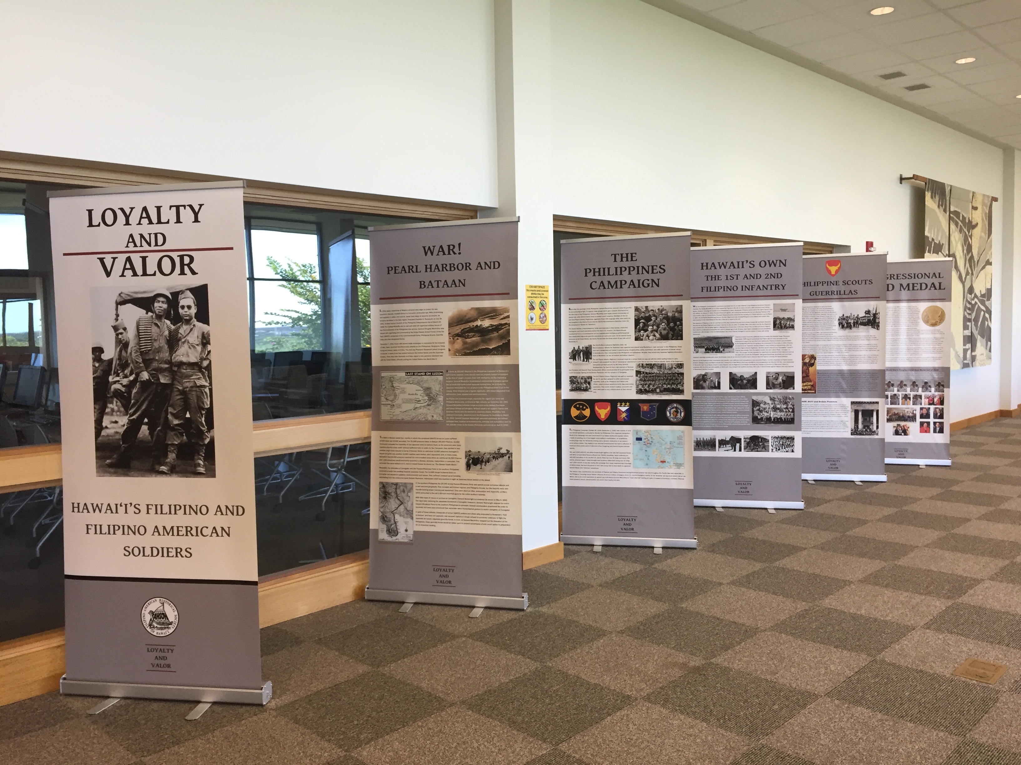 A photo of the Filipino Americans in WWI and WWII exhibit at UHWO