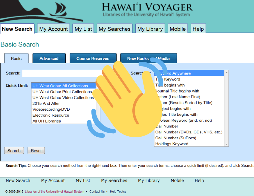 A picture of the UH Voyager interface overlaid with a "waving hand" emoji.