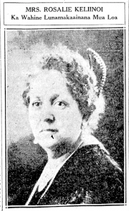 A picture of a newspaper clipping showing Rosalie Keliinoi.