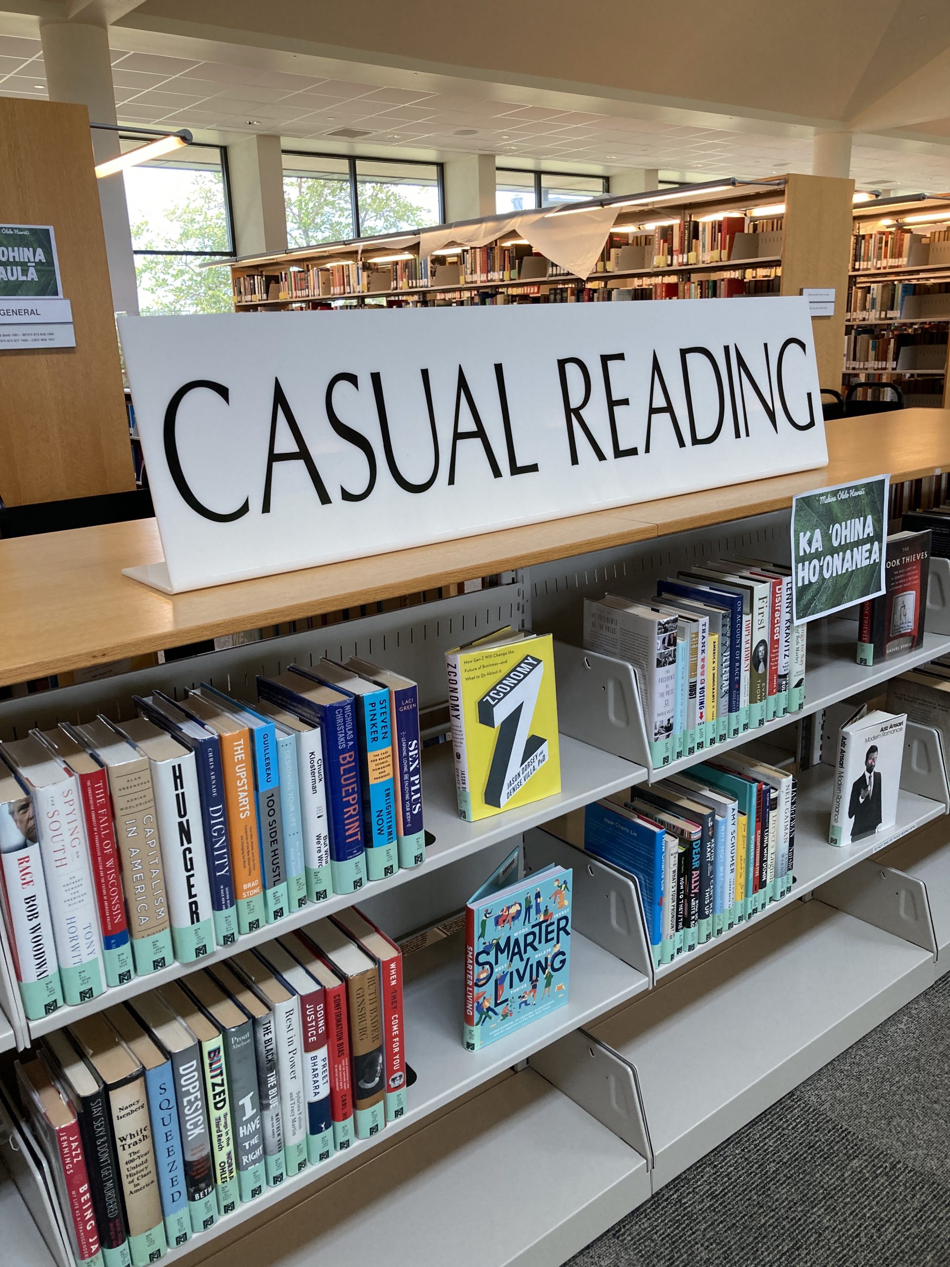 A picture of the Library's Casual Reading collection of books