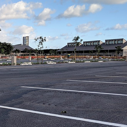 View of an empty parking lot.