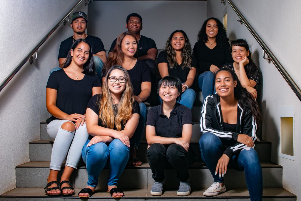 PUEO Leadership Team. Bottom Row from left to right: Shayna, Jalen, and Anoʻi. Middle Row from left to right: Aloha, Pearlena, and Brynn. Top Row from left to right: Ceyber, Terrance, Leiana, and Nicole.