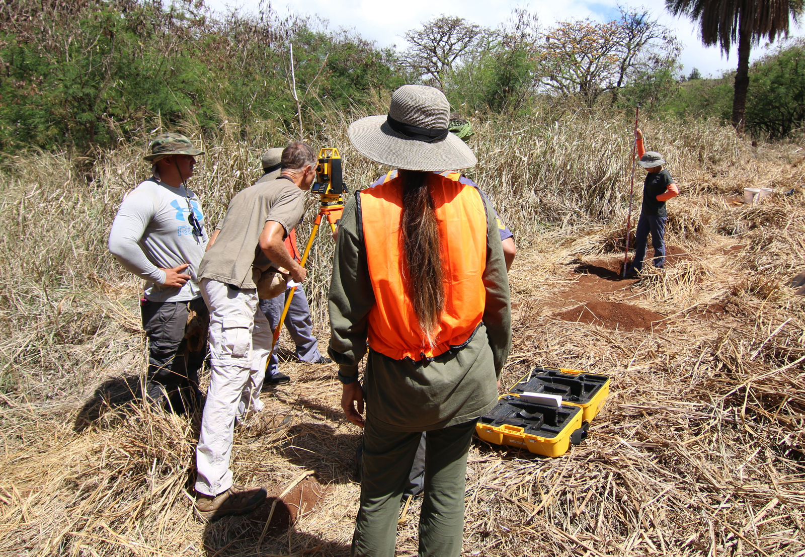 Anthropology students in the field at the Honouliuli site.