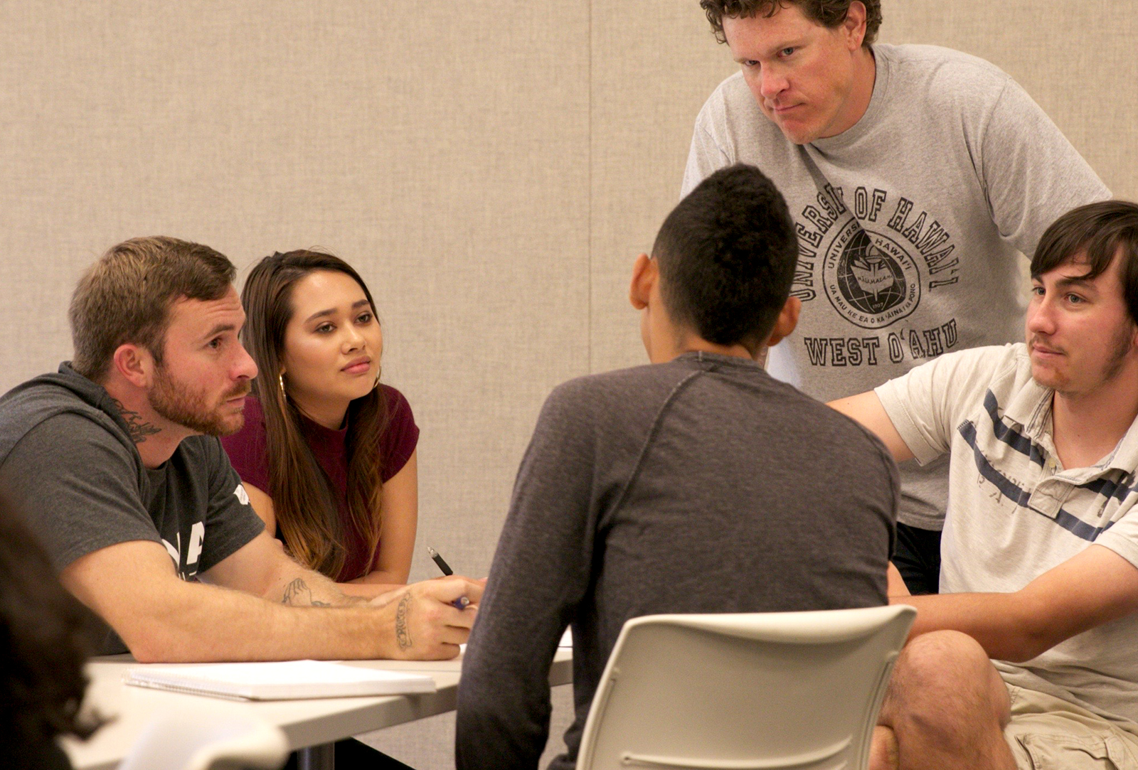 A professor guides a class.