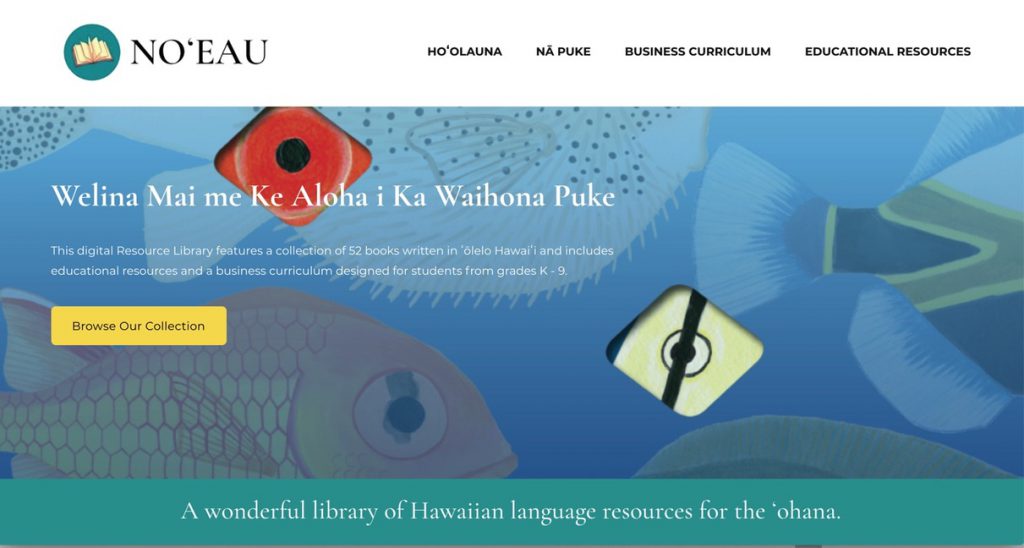Screenshot of the Noʻeau home page at noeau.org